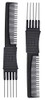 PERFEHAIR 2pcs Black Carbon Lift Teasing Combs with Metal Prong Salon Teasing Lifting Fluffing Comb with 5 Stainless Ste