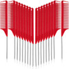 Patelai 12 Pcs Rat Tail Comb for Parting Braiding Hair Carbon Fiber Heat Resistant Teasing Comb Stainless Steel Pintail