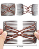 MAORULU 4 Pieces Magic Hair Combs for Women Accessories Adjustable Elastic Hair Comb Clips for Thick Curly Thin Hair Cof
