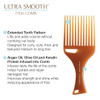 Cricket Ultra Smooth Hair Pick Comb for Volumizing Detangling and Reducing Frizz Enriched with Argan Olive Oil and Kerat