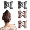 4 Pieces Stretchy Double Hair Clips Adjustable Elastic Combs for Thick Curly Hair Majic Hair Accessories Coffee and Blac