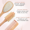 Wooden Hair Brush Set Paddle Brush Round Brush Comb Hair Brushes with Soft Bristles Hairbrushes for Women by Lily Englan