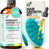Artnaturals Organic Rosemary Castor Hair Oil Massager Hair Growth Set Hair Growth Oil 4 ounces with Coconut Olive Oil fo