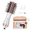 Hair Trends Travel Hair Dryer Brush Nano Titanium 2 Inch One Step Hair Dryer Styler Volumizer Mini Oval Hot Air Brush Wh