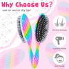 Ausletie Rainbow Mermaid Hair Brush for Girls and Women Wet Dry Brush Detangler for Curly Hair Pain Free Comb for All Ha