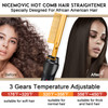 NICEMOVIC Ceramic Heating Hair Straightener Comb Hot Pressing Brush for Natural Black Hair Beard Wigs and Curling Gold