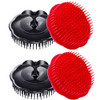 Hair Scalp Brush Dandruff Cleaning Brush Shower Scalp Shampoo Brush Scalp Massager Pack of 4 Black and red