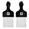 2 Pack Hair Picks for Afro Curly Hair Styling Metal Hairdressing Tools for Women and Men Black
