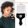 2 Pack Hair Picks for Afro Curly Hair Styling Metal Hairdressing Tools for Women and Men Black