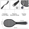 Curved Vented Hairbrush Faster Blow Drying Detangling Brush with Built in Cleaner Magnetic Holder and Hair Clips for Wom