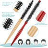 2 Pcs Small Round Hair Brush Mini Round Wood Brush Roller Quiff Hair Combs Nylon Bristles es Salon dressing for Blow Dry
