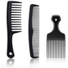 Patelai 3 Pieces Hair Pick Comb Widetooth Afro Comb for Men Detangling Styling Set Carbon Fiber Pick Barber Brush Tool f