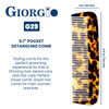 Giorgio G29 Handmade All Fine Tooth Pocket Comb for Men Hair Comb Straightener for Everyday Grooming Styling Hair Mustac