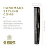 Kent 6T Black Graphite Fine Tooth and Wide Tooth Hair Comb Handmade Styling Comb for Hair Care Barber Combs Beard Combs