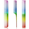 Patelai 3 Pieces Rainbow Fine Tooth Comb for Woman Rat Tail Styling Salon Hair Comb Anti Static Heat Resistant Hairdress