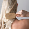 TEK Rectangular Wooden Hair Brush Big with Short Rounded Teeth in Natural Ash Wood Ideal for Detangling Styling and Dail