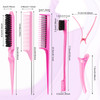 8 Pcs Styling Hair Comb Brush Set with Teasing Edge Brush Parting Rat Tail Comb Hairclip for Women Slicking Ponytail and