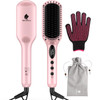 Enhanced Hair Straightener Heat Brush by MiroPure 2in1 Ceramic Ionic Straightening Brush Hot Comb with AntiScald Feature