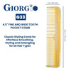 Giorgio G33 Fine Tooth and Wide Tooth Pocket Comb Hair Styling Combs for Men and Women Handmade Mustache and Beard Comb
