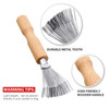 2 Pieces Hair Brush Cleaning Tools Mini Comb Cleaner Rake with Wooden Handle for Removing Hair Dust at Home and Salon Bl