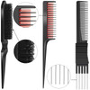 3 Pieces Pick Teasing Combs Hair Brush Set Includes Black Carbon Lift with Metal Prong Triple Pin Rat Tail Comb Nylon Br