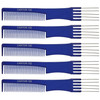 Lift Teasing Comb and Hair Pick 5 Pack Five Stainless Steel Lifts Chemical and Heat Resistant Detangler Anti Static Comb