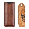 Menesia Mens Pocket Folding Wooden Beard Comb with Leather Travel CaseGreen Sandalwood Hair Combs Set for Men Skeleton