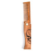Menesia Mens Pocket Folding Wooden Beard Comb with Leather Travel CaseGreen Sandalwood Hair Combs Set for Men Skeleton