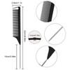 Patelai 12 Pcs Rat Tail Comb for Parting Braiding Hair Carbon Fiber Heat Resistant Teasing Comb Stainless Steel Pintail