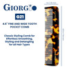 Giorgio G21 Fine Tooth and Wide Tooth Pocket Comb Hair Styling Combs for Men and Women Handmade Mustache and Beard Comb