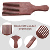 2 Pieces Wooden Beard and Hair Combs LongTooth Detangling Combs for Women and Men Natural Color Reddish Brown