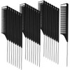 Patelai 30 Pcs Rat Tail Combs Bulk Steel Pin Rat Tail Carbon Fiber Heat Resistant Teasing Combs Fine Tooth Pintail Braid