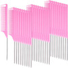 Patelai 30 Pcs Rat Tail Combs Bulk Steel Pin Rat Tail Carbon Fiber Heat Resistant Teasing Combs Fine Tooth Pintail Braid