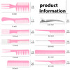 10 Hair Styling Comb Set with Duck Bill Clips Antistatic Combs and Metal Clips for Salon and Barber Use Pink