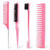 Anmieciu Hair Comb Set 4Pcs Bristle Hair Edge Brush Teasing Brush Comb Rat Tail Comb and Wide Tooth Comb for Women Girls
