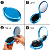 Boao 2 Pack Foldable Travel Mirror Hair Brushes Portable Folding Pocket Hair Brush Mini Comb Compact Travel Size Massage