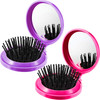 Boao 2 Pack Foldable Travel Mirror Hair Brushes Portable Folding Pocket Hair Brush Mini Comb Compact Travel Size Massage