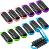 Queekay 12 Pcs Travel Hair Brush for Women Men Colorful Portable Folding Hair Brush with Mirror Mini Compact Pocket Comb