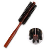 Small Boar Bristle Hair Brush Portable Round Natural Bristle Travel Brush with Wood Handle for Thin or Short Hair Adding