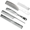 WPS 5pcs Metal Anti Static Barber Combs Stainless Steel Hair Hairdressing Comb Cutting Detangler Comb set Hair Styling C