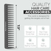 Bardeau Essentials Black Carbon Wide Tooth Comb 7 Inch Professional Detangling Styling Tool for Men Women All Hair Types