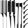 Remerry Hair Brush Set 12 Pieces Nylon Brushes Including 3 Row Salon Teasing Brushes Double Sided Edge Brush Rat Tail Co