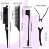 Remerry Hair Brush Set 12 Pieces Nylon Brushes Including 3 Row Salon Teasing Brushes Double Sided Edge Brush Rat Tail Co