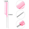 16 Pcs Rat Tail Comb Parting Rattail Comb Foiling Steel Pin Fine Tooth Fiber Heat Resistant Teasing Pintail Combs WomenP