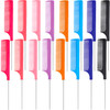 16 Pcs Rat Tail Comb Parting Rattail Comb Foiling Steel Pin Fine Tooth Fiber Heat Resistant Teasing Pintail Combs WomenO