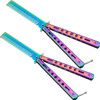 2 Pieces Combs Stainless Steel Folding Practice Combs Hair Styling Tools for Sport Outdoor Use Colorful