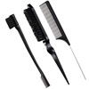 Geiserailie 3 Pcs Slick Back Hair Brush Set Bristle Brush Edge Control Teasing Comb for Women Black HairBlack