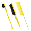 Geiserailie 3 Pcs Slick Back Hair Brush Set Bristle Brush Edge Control Teasing Comb for Women Black HairYellow