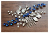 Chargances Blue Bridal Hair Comb Sapphire Blue Crystal Hair Comb Wedding Rhinestone Royal Blue Hair Comb Navy Blue Brida