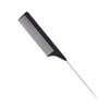 1 Pack Professional Carbon Steel Tail Combs Heat Resistant with Metal Pick Anti Static Black Styling Tail Hair Comb Fine